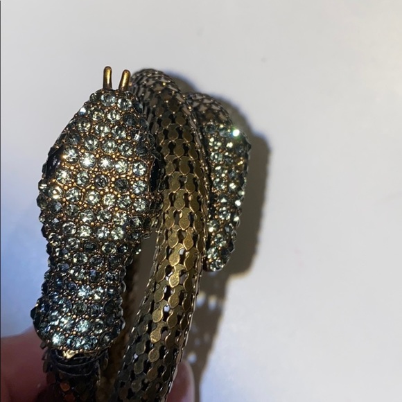 Bracelet Metal snake leather cuff lot of two - Picture 3 of 11